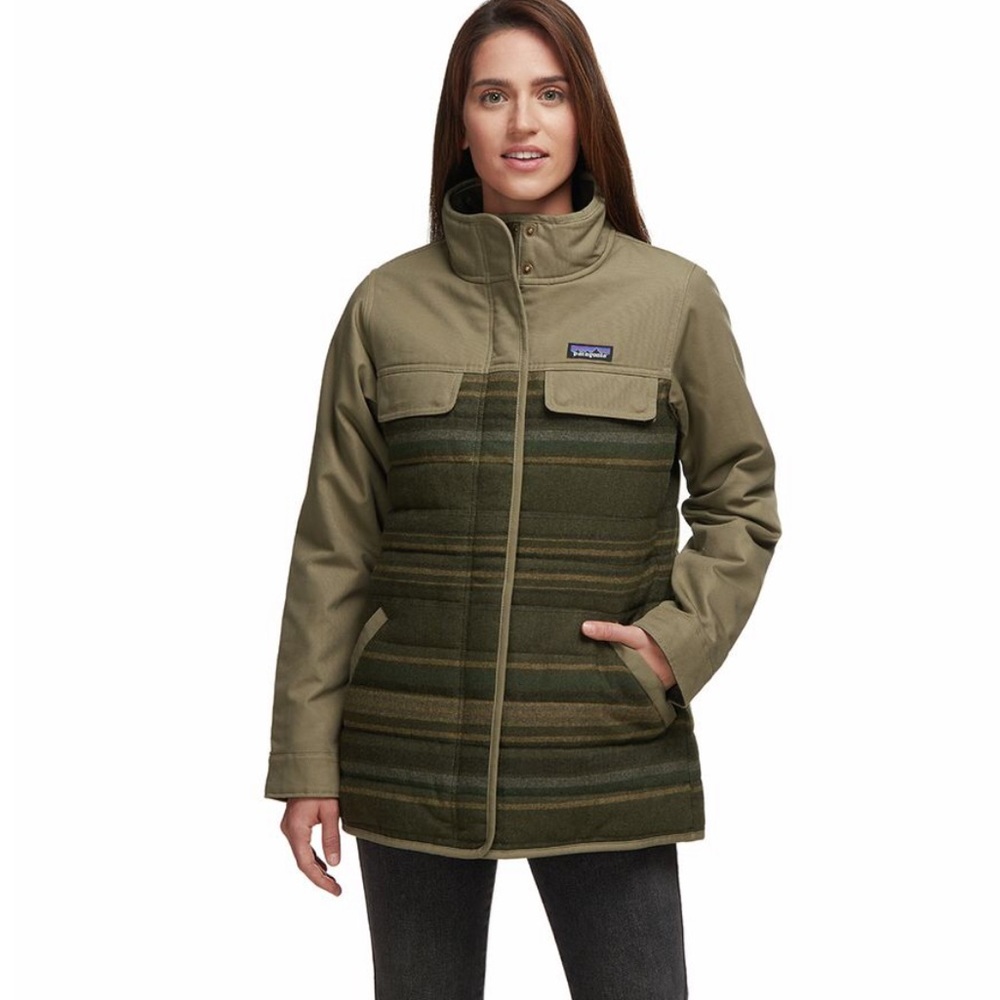 Patagonia Olive Green Striped Wool-Blend Jacket